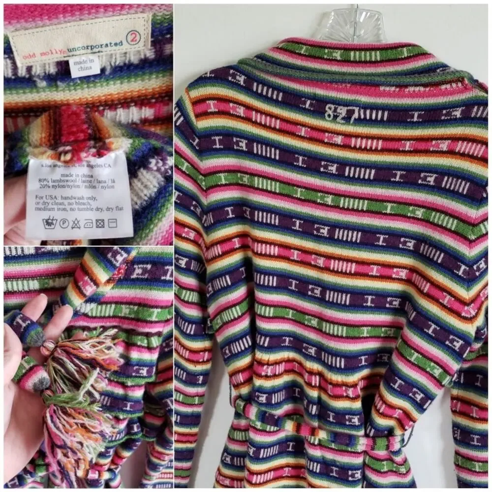 RARE Odd Molly Rainbow Sweater Coat